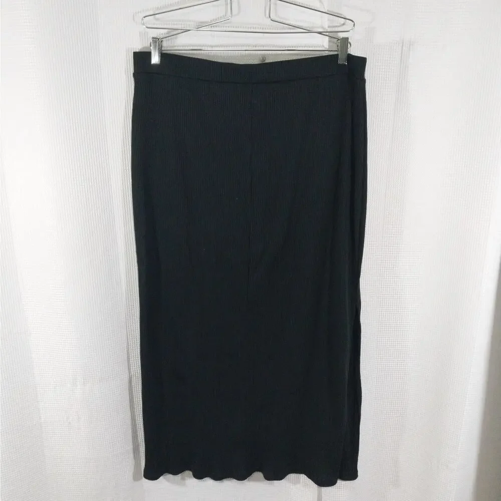 OLD NAVY! RICH, SATURATED BLACK RIBBED KNIT, ELASTIC WAIST SKIRT! SZ XL